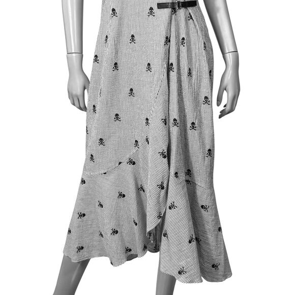 Finley Skull & Crossbones Embroidered Seersucker Wrap Dress Size 4 Pirate Ruffle - Picture 4 of 10